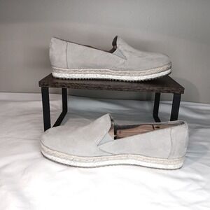 TOMS Suede Espadrille Platform Slip On Flats Women's Size 10 Light Beige